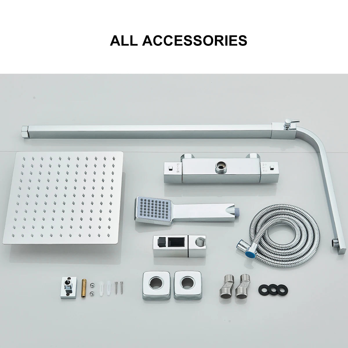 FMHJFISD Thermostatic Chrome Shower Faucet Set Hot Cold Water Mixer Tap Rotating Lifting Wall Mounted Bathroom Shower System