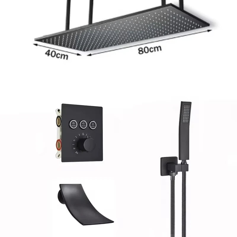 Europe discoun Concealed Shower Faucet Set Embedded Cartridge Faucet Rainfall Shower Head Rotate/Waterfall Bath Spout Mixer Tap