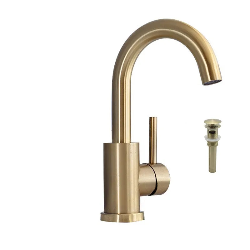 Bathroom Faucet  Brushed Gold Bathroom Basin Faucet Cold And Hot Sink Mixer Sink Tap Single Handle Deck Mounted Water Tap