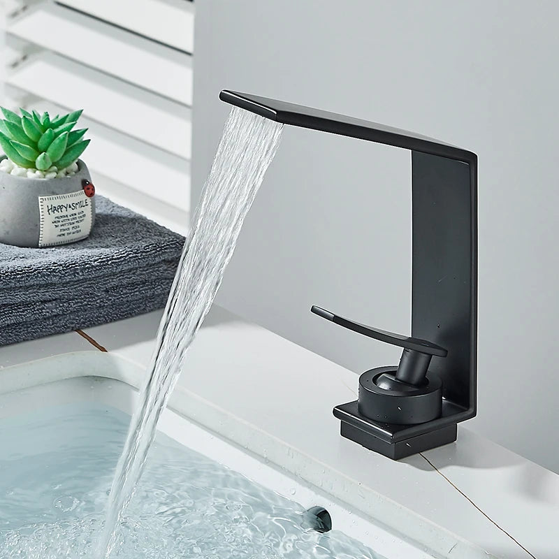 ULGKSD Bathroom Basin Faucet Modern Mixer Tap Single Hole Crane Hot&Cold For Bathroom Faucet Deck Mounted Various Basin Sink Tap