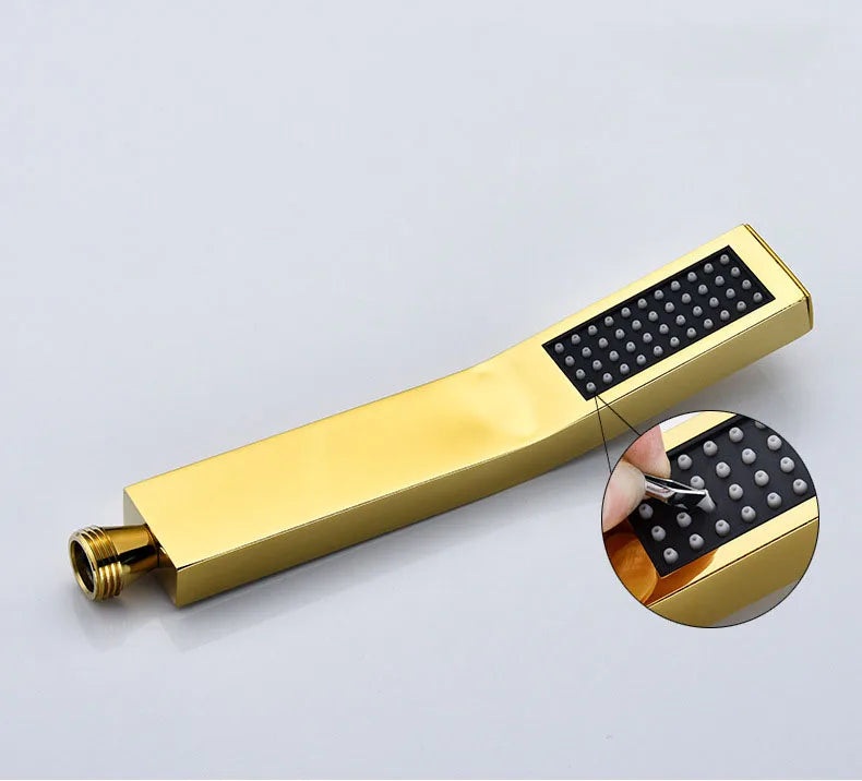 Gold Digital Shower Set Quality Brass Hot Cold Bathroom Shower Faucets Tap Rain Shower Head Golden Thermostatic Shower System