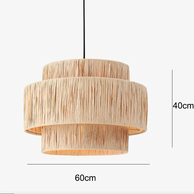 Japanese Style Homestay Pendant Light Living Room Hand-woven Chandeliers Vintage Straw Art Rattan Lamp Dining Room Bedroom Lamps