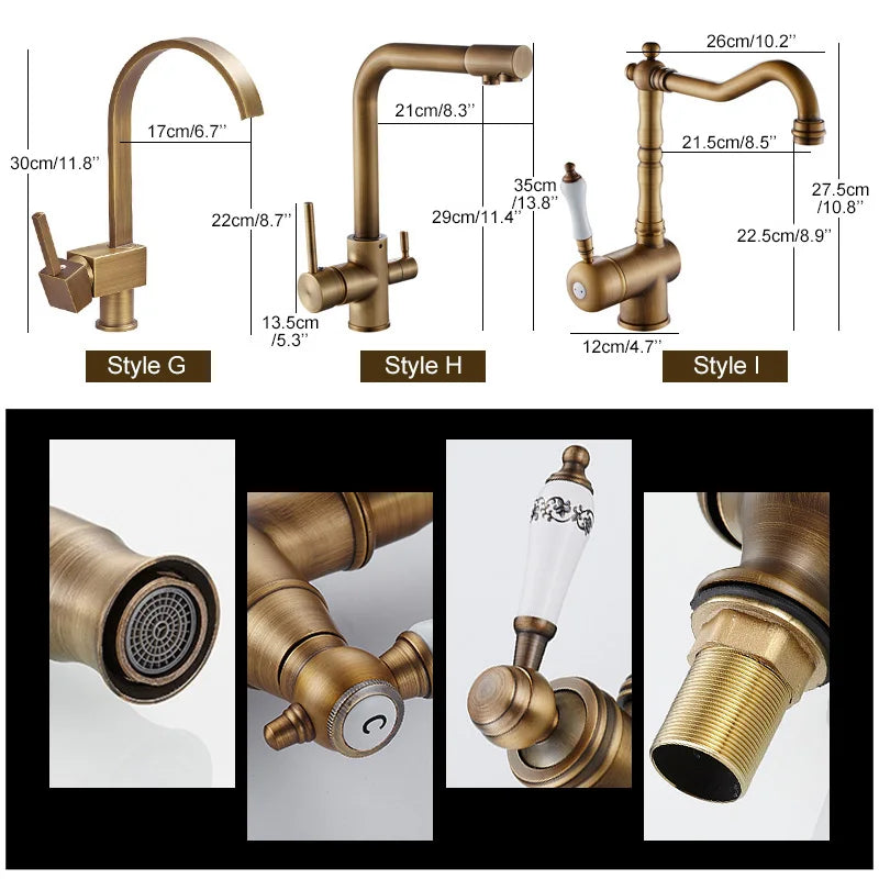 Antique Bronze Kitchen faucets 360 Rotate Swivel Faucet Hot Cold Water Tap Mixer Kitchen Sink Faucet ELK331