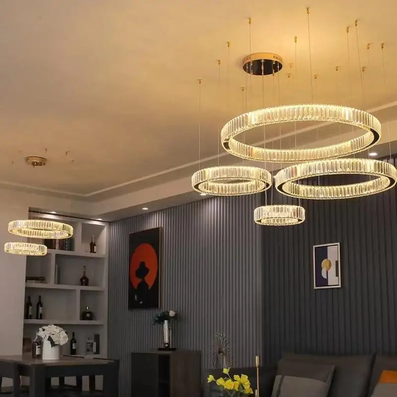 Postmodern Living Room Crystal Chandelier Remote Control Dimmable