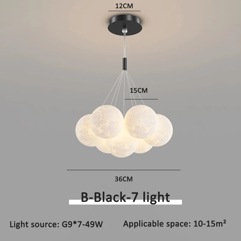 Children Chandelier Lights for Bedroom Living Room Lighting Modern Bubble Pendant Lamps 3D Printing Moon Sconces Remote Control
