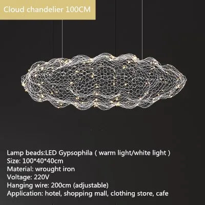 Art Decor Hollow Cloud Pendant Lights For Living Room Bedroom Staircase Danish Design Lamp Industrial Loft Firefly Chandelier