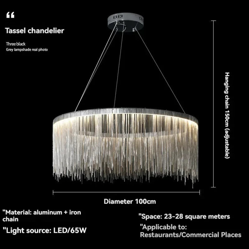 Nordic Postmodern Art Chandelier Creative Living Room Luxury Designer Tassel Round Dining Room Bedroom LED Decorative Lamps