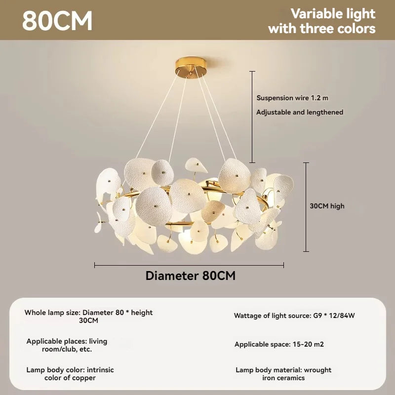 Modern Lotus Leaf Chandelier For Dining Room Long Kitchen Table Living Room Ceramic Lotus Petal Pendant Chandelier Lights
