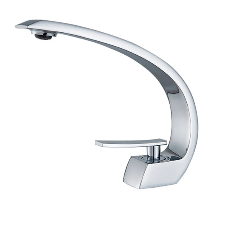 Black Bathroom Basin Faucet Deck Mount Black Chrome Washing Basin Mixer Water Taps Creative Hot Cold Water Crane Mixers