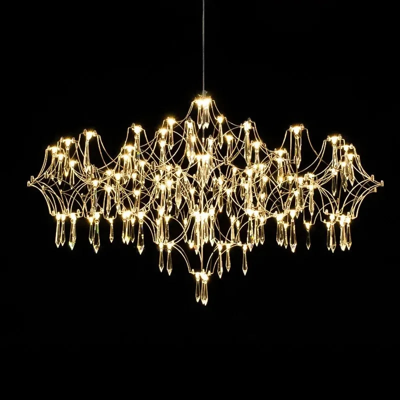 Nordic modern luxury crystal chandelier dining room bedroom LED light firefly luxury living room decoration LED chandelier