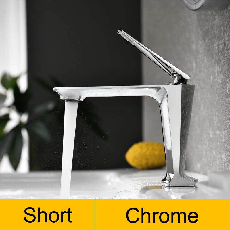 Waterfall Basin Sink Faucet Cold Hot Bathroom Washing Faucet Single Handle Shingle Hole Beautiful Arc Water Sink Tap Mixer