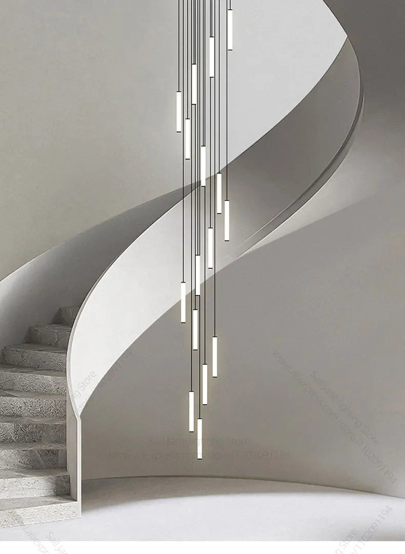 LED Long Line Chandelier Modern Staircase Lamp Hanging Ceiling Lamp Compound Living Room Home Decoration Lighting Pendant Lamp