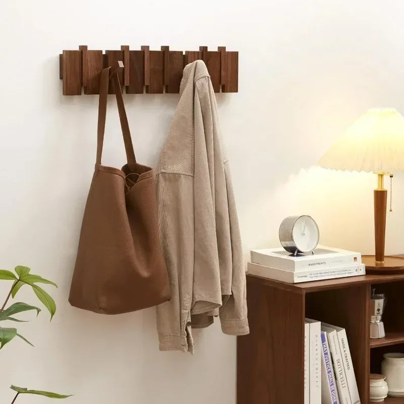 Wood Coat Rack Wall Mount, Coat Hooks Hanger Wall Mounted, Heavy Duty Wall Coat Rack with 8 Hooks for Hanging Coats