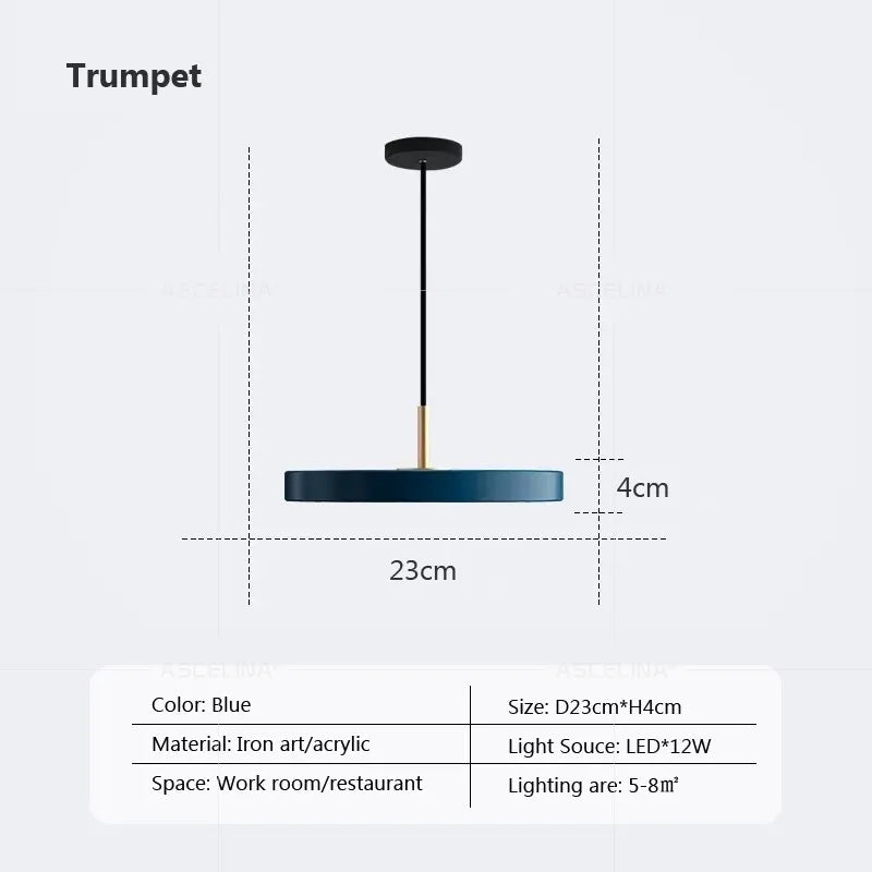 Modern minimalist pendant light LED Disc Lights Study Decor replica design lamp For Bedroom Living Room Office home design light