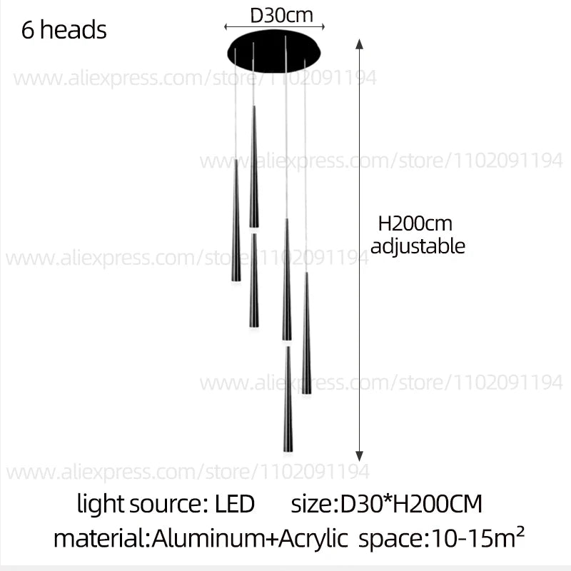 LED Modern Chandelier Minimalist Nordic Pendant Gold And Black Hanging Wire Living Room Long Chandelier Large Staircase Pendant