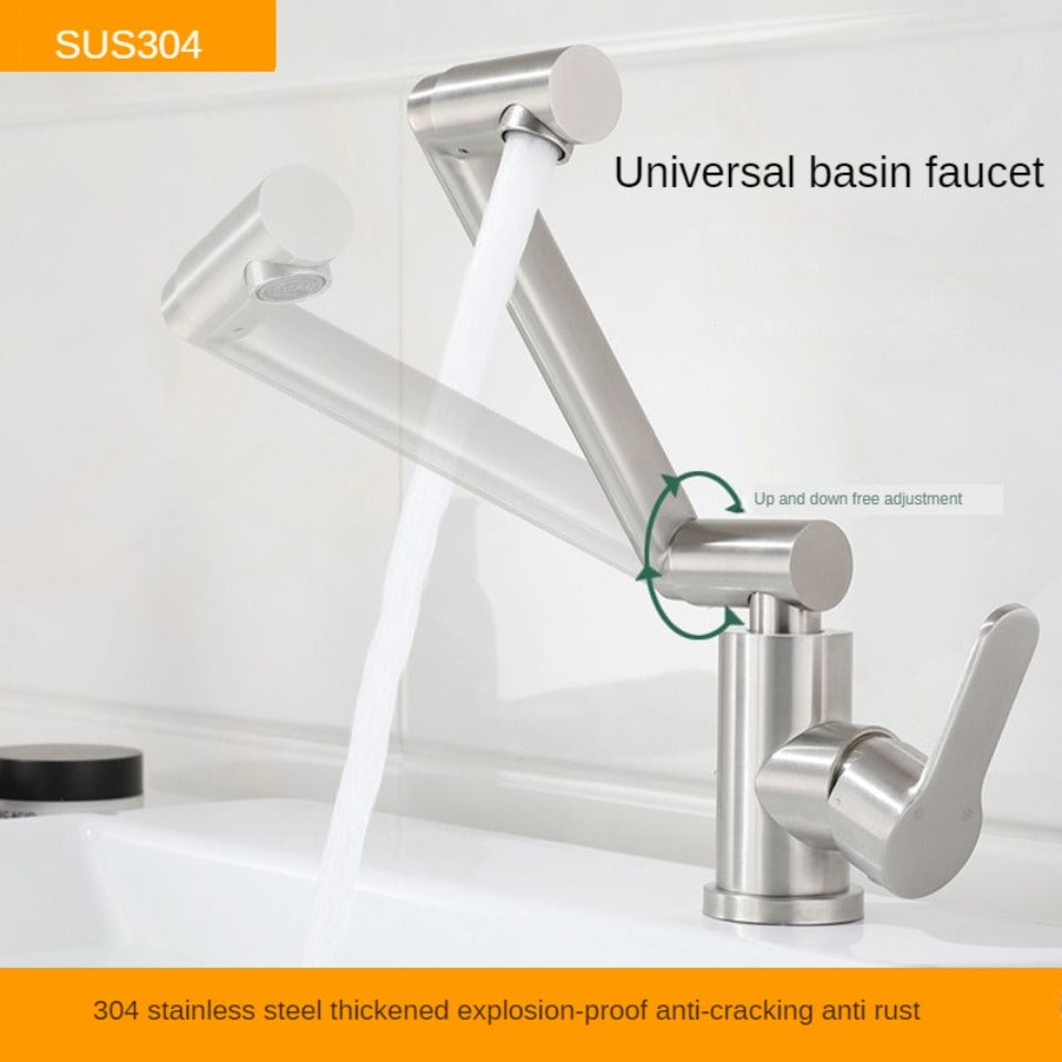 Bathroom Folding Faucet 360 Degree Rotation Single Handle Folding Faucet Taps Camping Cold and Hot Mixer Water Stainless Steel