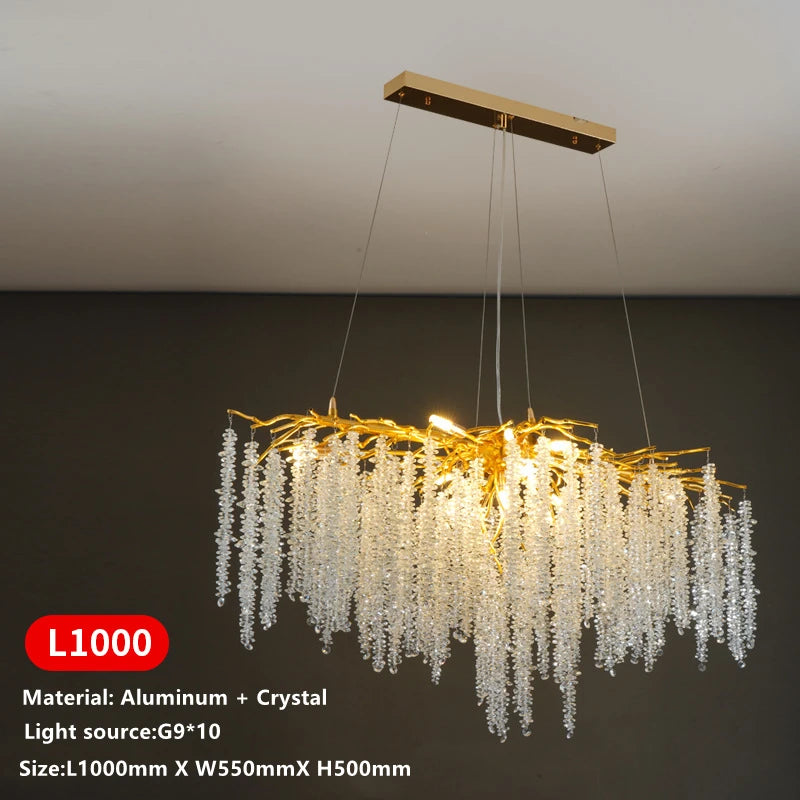 Nordic Crystal Tassel Chandelier for Living Room Hall Restaurant Decoration Luxury Ceiling Pendant Lights Indoor Lighting