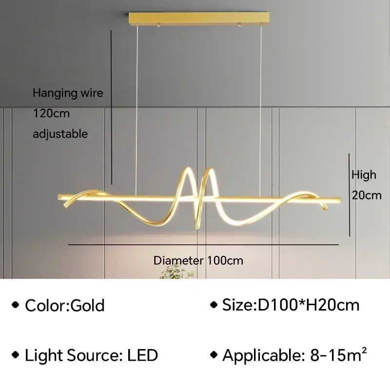 Modern Linear and LED Rope Pendant Lamp