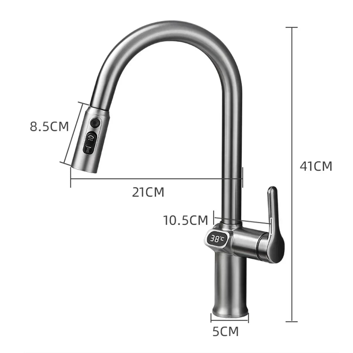 Kitchen Faucet Temperature Faucet Kitchen Pull Out Kitchen Sink Faucet Digital Display Function Rotatable Kitchen Taps