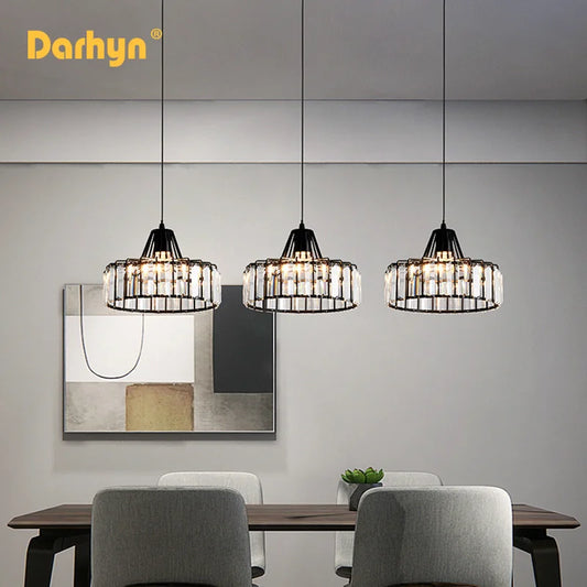 Nordic Retro Gold Crystal LED Pendant Light