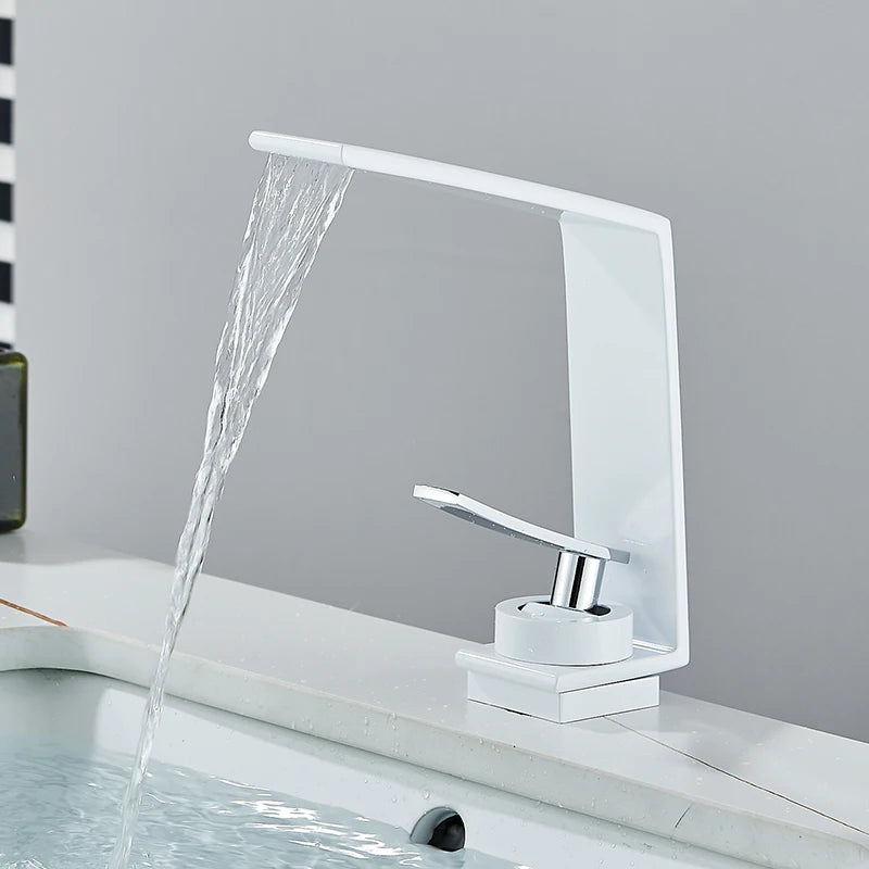 ULGKSD Bathroom Basin Faucet Modern Mixer Tap Single Hole Crane Hot&Cold For Bathroom Faucet Deck Mounted Various Basin Sink Tap