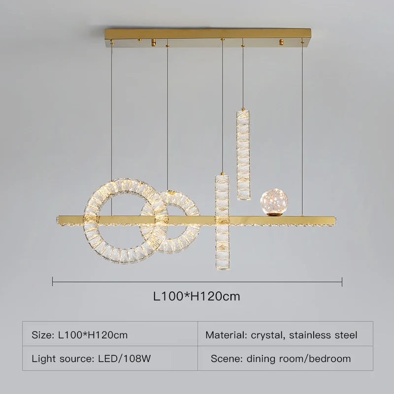 Light Luxury Modern Restaurant Led Chandelier Designer Creativity Is Suitable for Simple Table Lamp Bar Crystal Lamps.