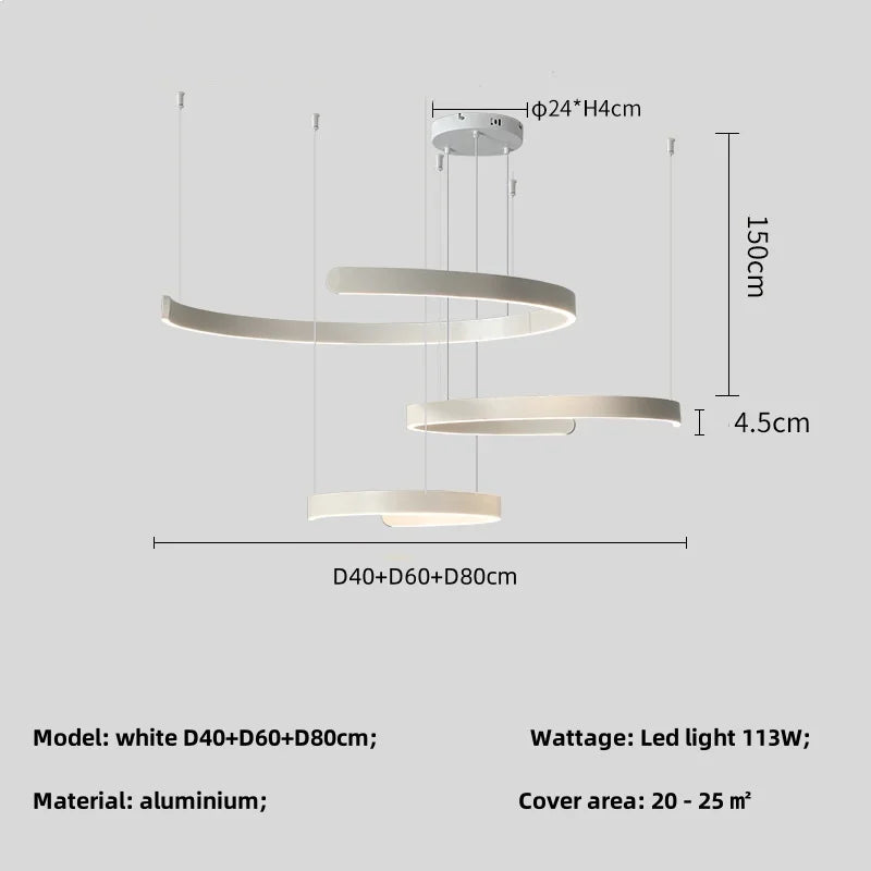 Modern Minimalist Semicircular Ring Led Chandelier For Lighting Living Dining Room Pendant Light Bedroom Hanging Lamp Luminarias