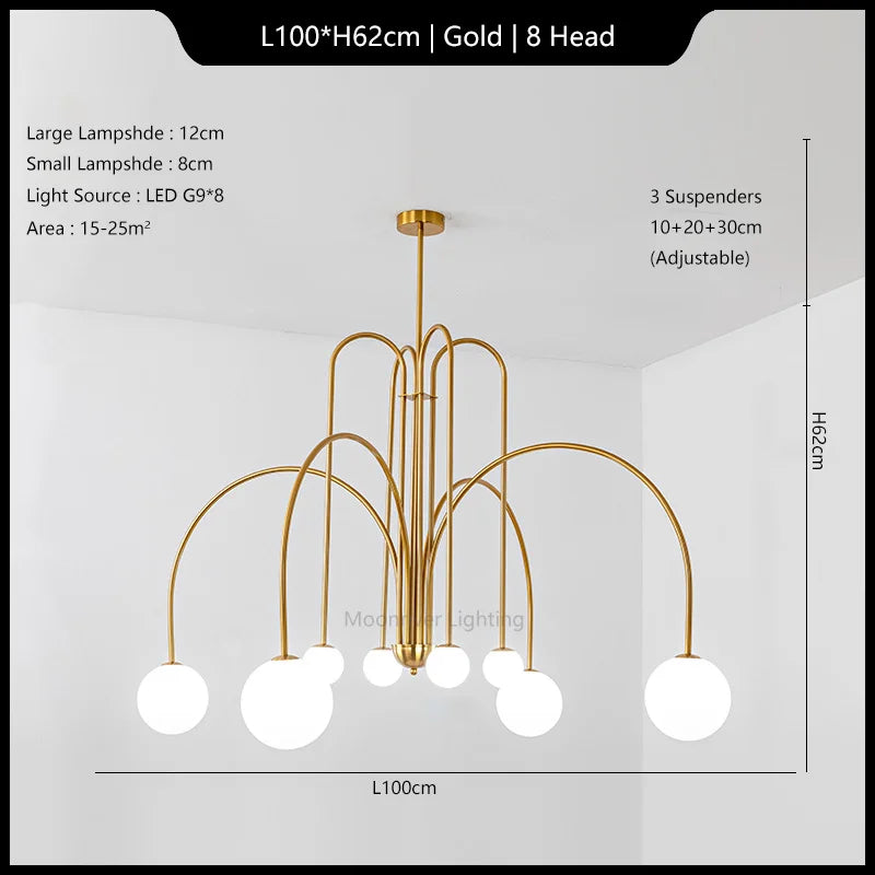 Chandelier Italian Room Decor Ceiling Lamp Magic Beans House Appliances Led Modern Iron Glass Style Pendant Lights for Home