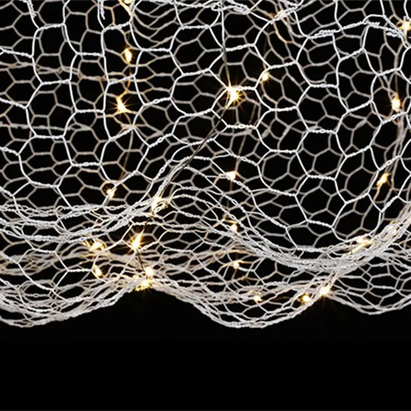 Modern Art Design Stars Fireflies Iron Mesh Cloud Chandelier