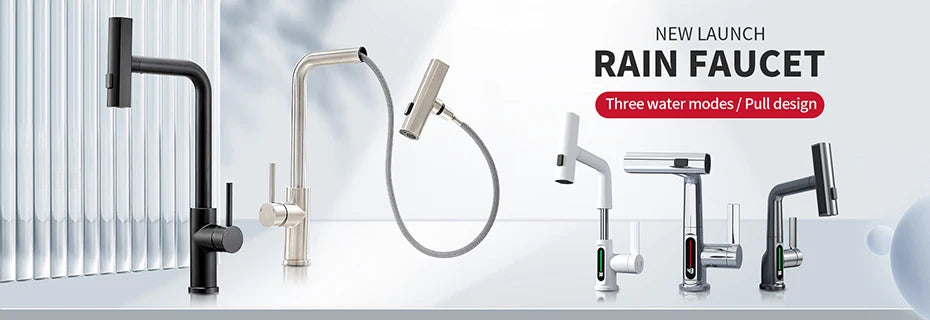 4 Modes Waterfall Kitchen Faucet Stream Sprayer Stainless Steel Hot Cold Single Hole Deck Mounted Water Sink Mixer Wash Tap 3668