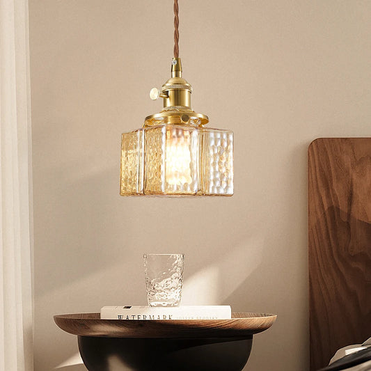 Japanese Home Decoration Glass Pendant Lamp Vintage Brass Rustic Led Ceiling Hanging Lights For Bedroom Dining Table Chandeliers