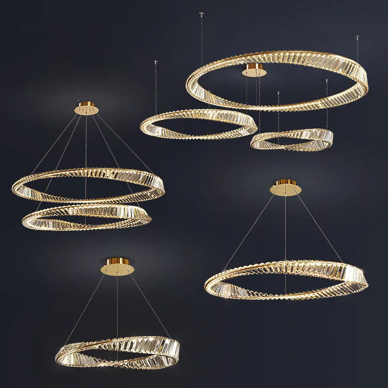 Modern Gold Ring Remote Dimmable Luxury Pendant Light