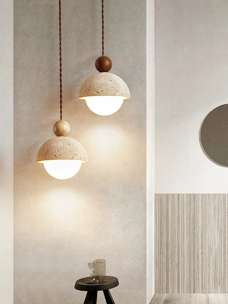 Led Pendant Lamp Small Stone Chandelier  Bedroom Bedside Modern Bulb Light Flower Bud  Cream Style For Children's Room Girl Home