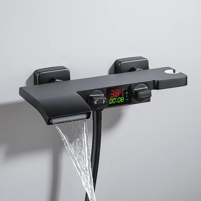 OXG Brass Bathtub Faucet Bathroom Faucet Bath Faucet Shower Mixer Crane Digital Display Faucet for bathroom Waterfall Spout