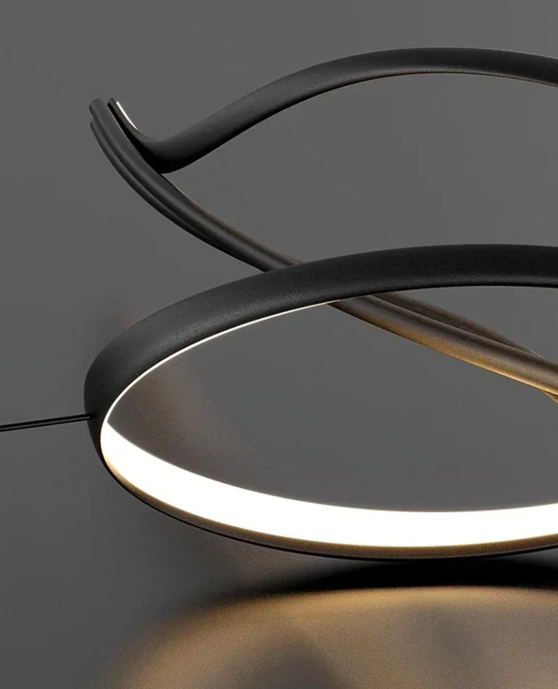 Modern Lines Led Pendant Light for Restaurant Dining Room Tables Kitchen Bar Counter Black Chandelier Home Decor Light Fixture