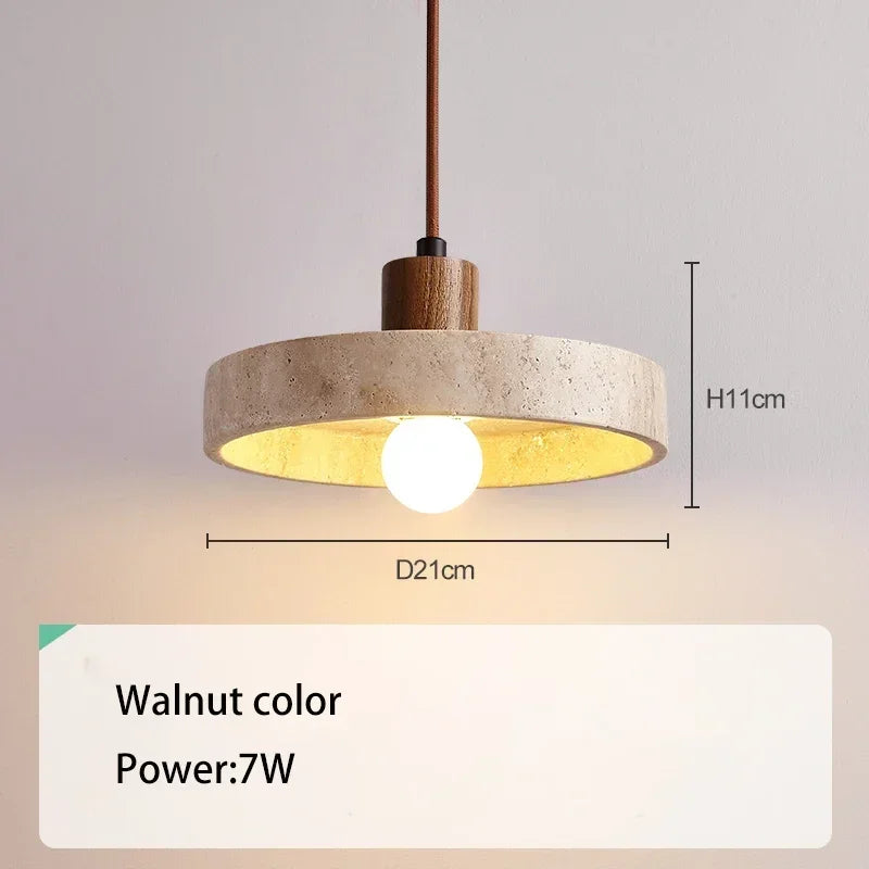 2024 New Design Stone Pendant Light with E27 Bulb Travertine Hanging Suspension Lamp for Kitchen Living Dining Room Bedroom