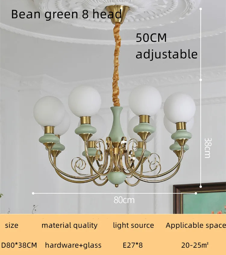 Nordic Retro Pastoral Cream Style Chandelier Bedroom Living Room Dining Room Ceiling Chandelier French Homestay LED Chandelier