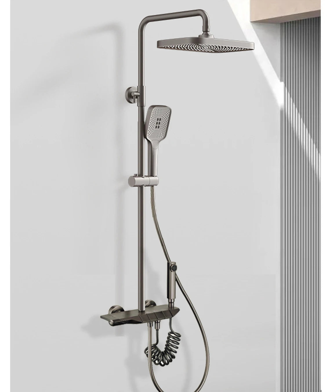 Black Digital Shower Set Bathroom Rainfall Brass Wall Mounted 4Way Shower Faucet Bathtub Thermostat Rain Mixer Tap Shower System