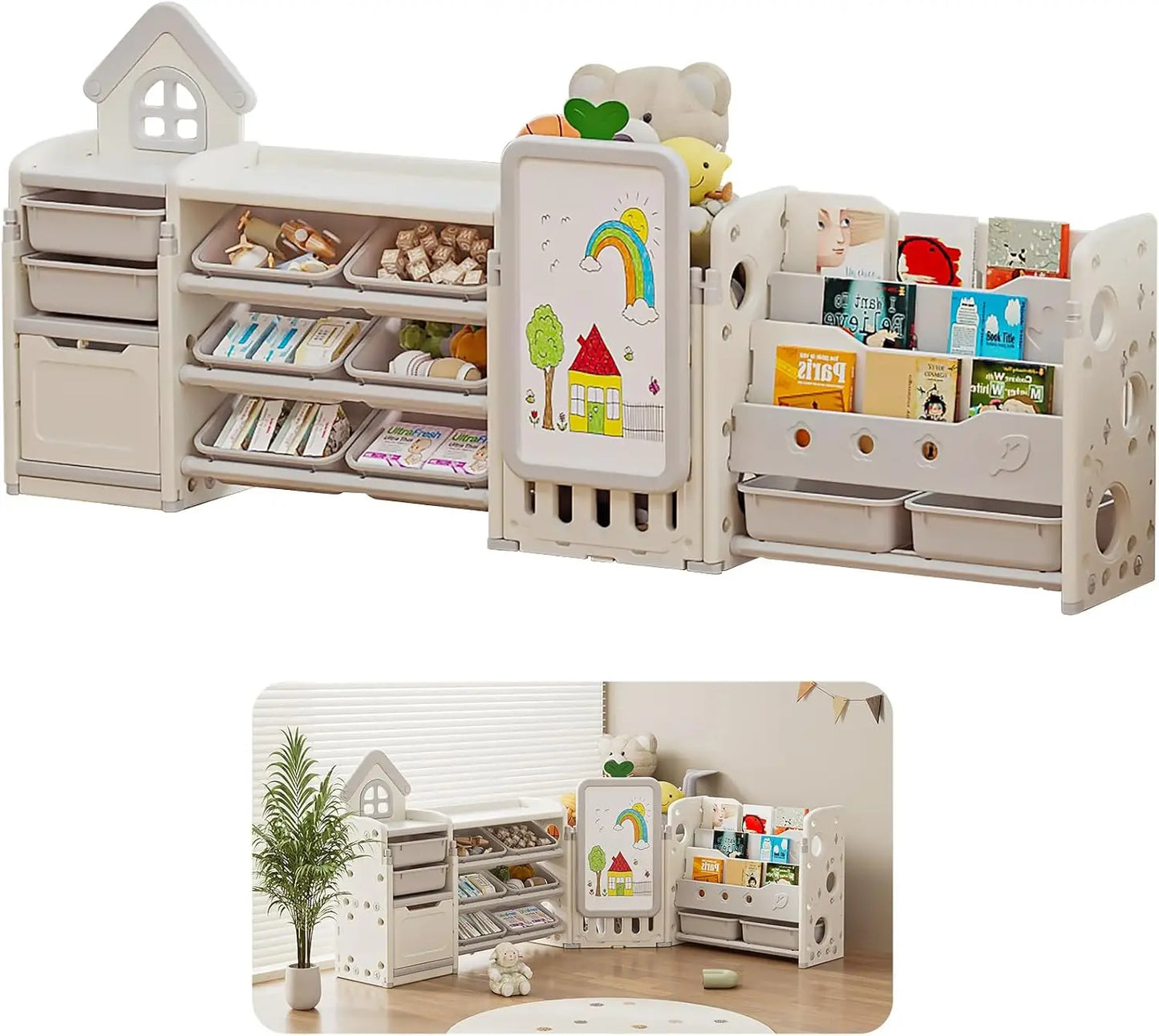 Kids Multifunctional Toy Storage Organizer 3-Tier Bookshelf