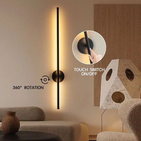 Black Touch Switch Dimming LED Wall Lamp Wall Lights for Bedroom Living Room Indoor 8w 12w 16w 20w LED Wall Sconce for Corridor
