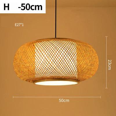 Round Handmade LED Bamboo-Rattan Chandelier