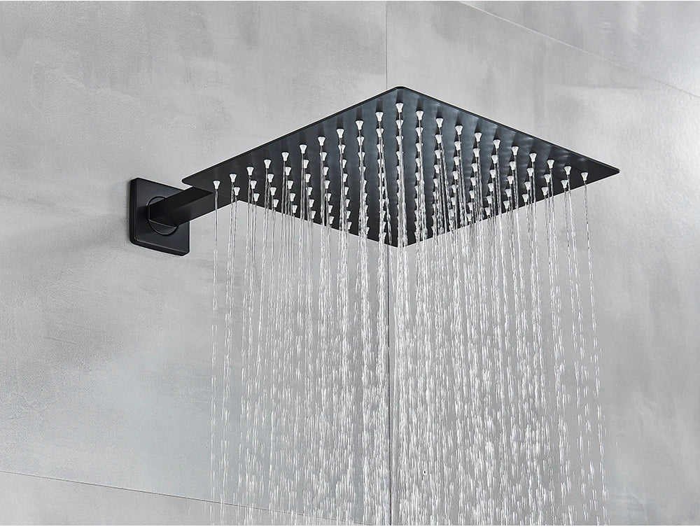 Black Golden Bathroom Faucet Rainfall Shower Faucet Mixer Tap Brass Mixer Valve Stainless Steel Shower System Faucet