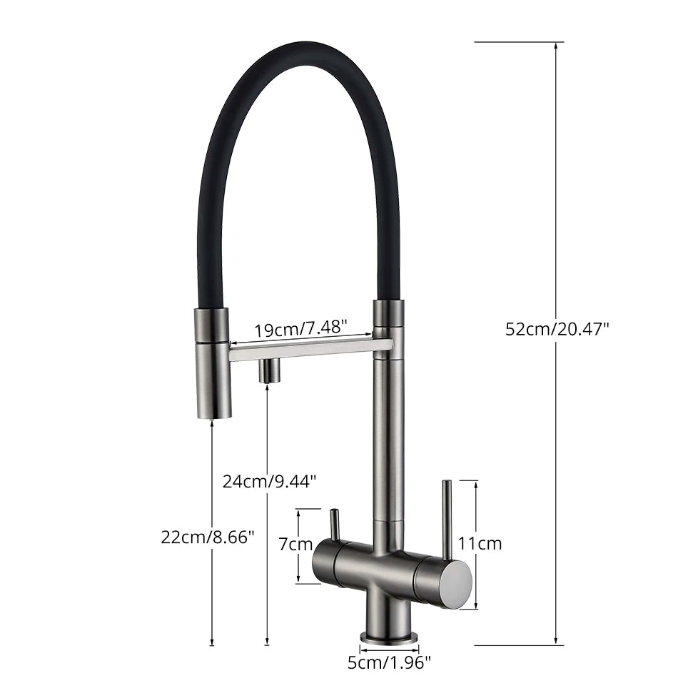 Kitchen Water Filter Faucet Dual Spout Pure Drinking Water Mixer Tap Rotation Water Purification Feature Taps Kitchen Crane