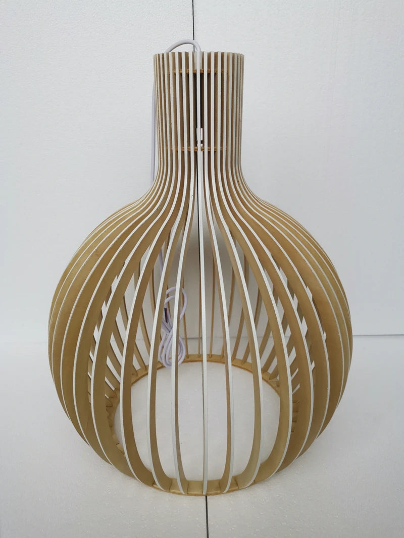 Nordic Black White Wood Birdcage Pendant Light