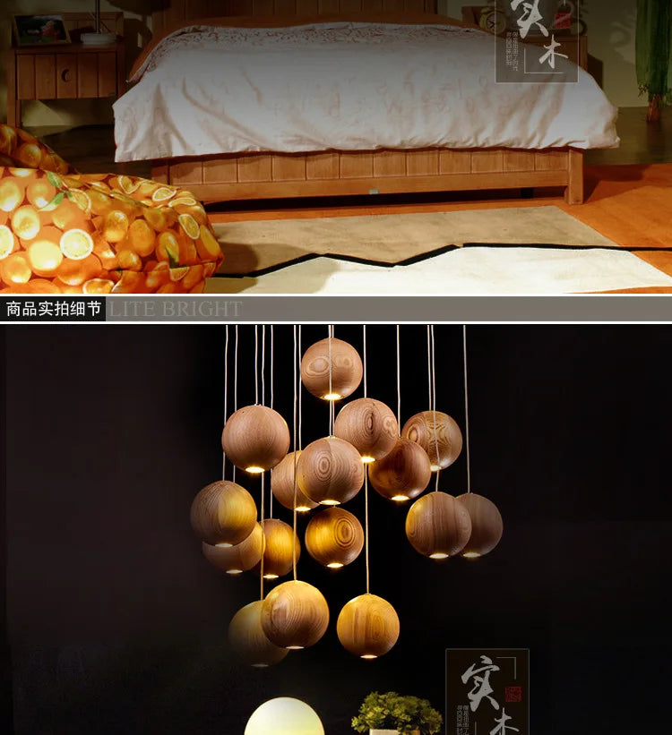 Solid Wood Creative Art Pendant Light