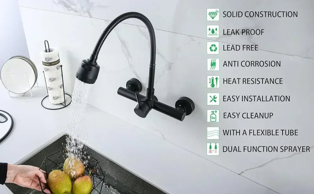 Kitchen Faucet Hot and Cold Water Household Wall Mounted Tap Bathroom Faucet Shower Faucet Bathroom Accessories
