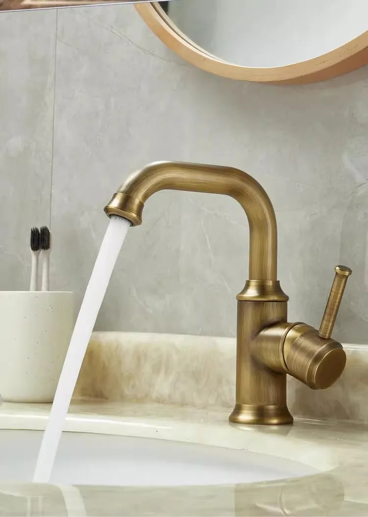 Basin Faucet Total Brass Lead Free Single Lever Hot and Cold Antique Mixer Sink Tap Bathroom Mixer
