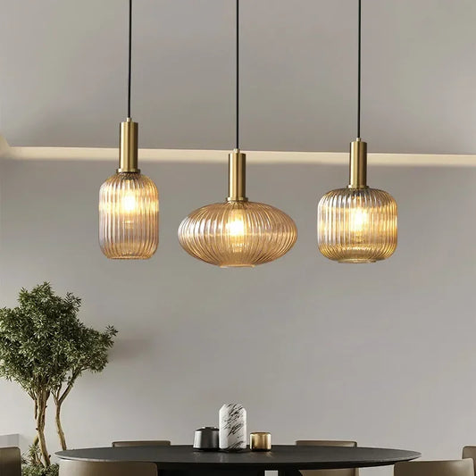 Vintage Striped Glass Pendant Lights