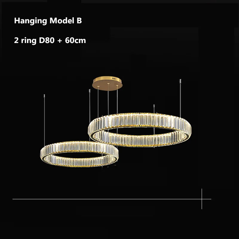 Postmodern Living Room Crystal Chandelier Remote Control Dimmable