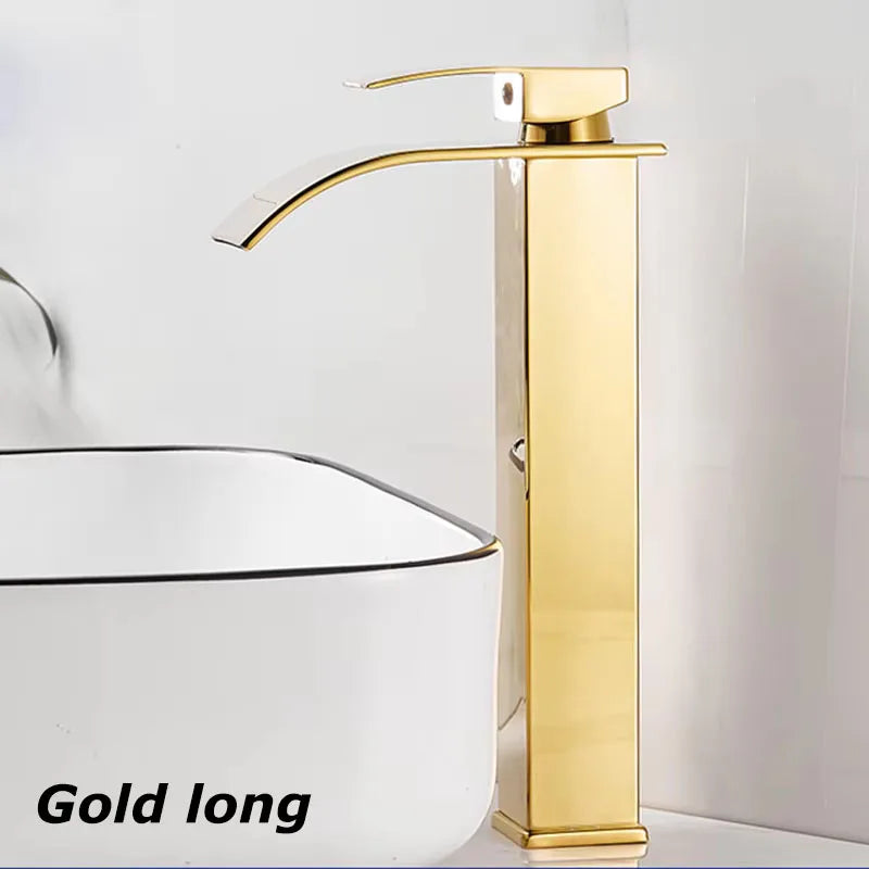 Waterfall Sink Faucet Bathroom Accessories Dual Control of Hot and Cold Bathroom Mixer Tap Washbasin Faucet Set Fixture Home